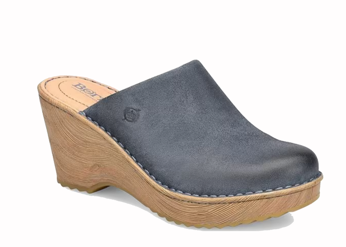 THE SHOE GUY/BORN - LIGHT BLUE DISTRESSED NATALIE CLOG/RIGHT ANGLE